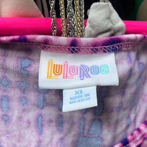 LuLaRoe Vibrant Pink and Purple Patterned Top
